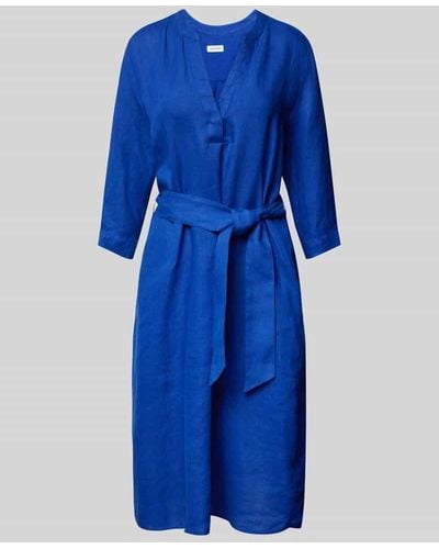 Seidensticker Leinenkleid mit Bindegürtel Modell 'Washer!' - Blau