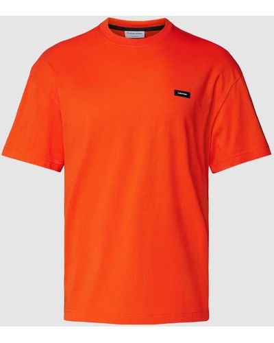 Calvin Klein T-shirt Met Labelprint - Oranje