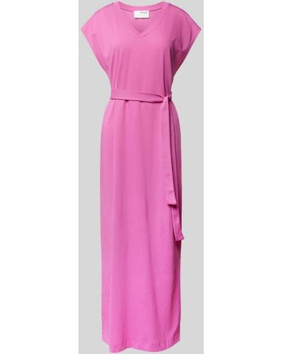 SELECTED Midi-jurk Met Strikceintuur - Roze