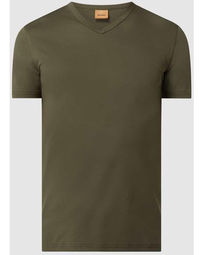 Mos Mosh T-Shirt mit V-Ausschnitt Modell 'Perry' - Grün