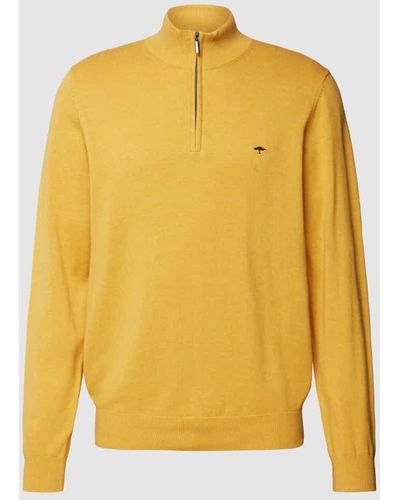 Fynch-Hatton Strickpullover mit Label-Details Modell 'Troyer' - Gelb