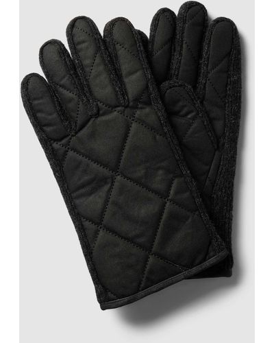 Barbour Handschoenen Met Doorgestikte Naden - Zwart