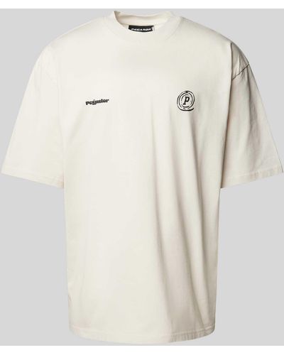 PEGADOR Oversized T-Shirt mit Label-Print Modell 'HARLAN' - Natur