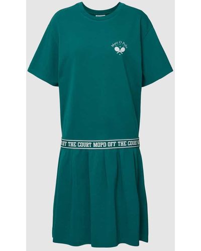 Marc O' Polo Knielanges Kleid mit Label-Print - Grün