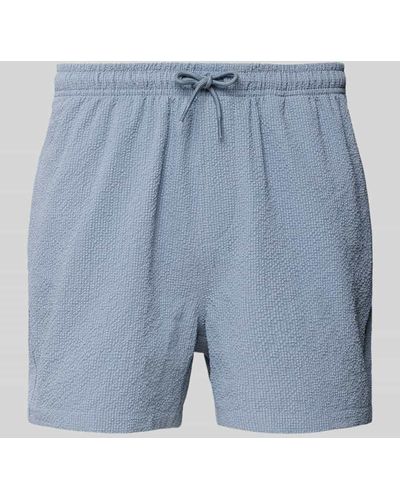 Only & Sons Regular Fit Badehose mit Strukturmuster Modell 'TED LIFE' - Blau
