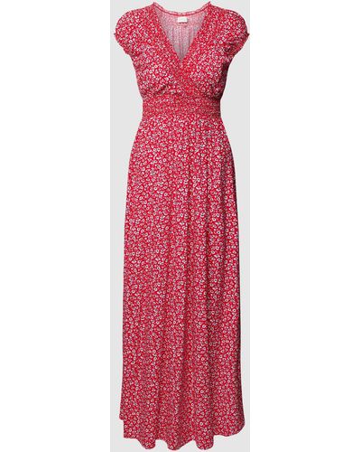 Apricot Maxikleid aus Viskose mit Allover-Muster - Pink