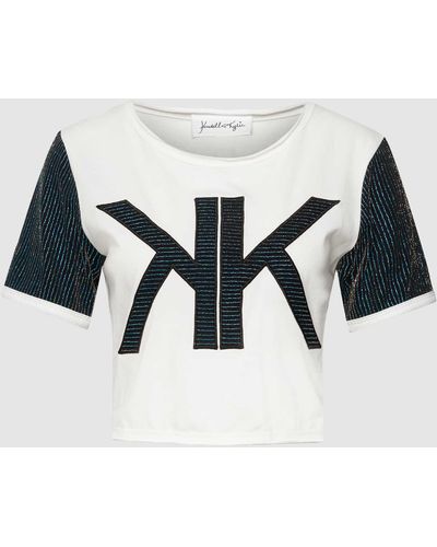 Kendall + Kylie Cropped T-Shirt mit Label-Stitching - Mehrfarbig
