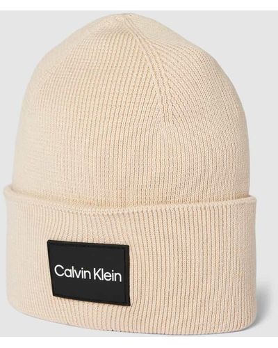 Calvin Klein Beanie mit Label-Detail - Natur
