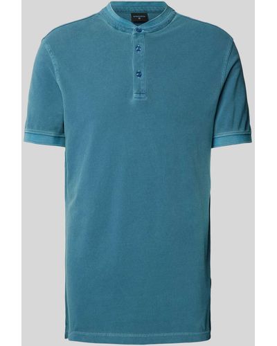 Strellson Regular Fit Poloshirt Met Maokraag - Blauw