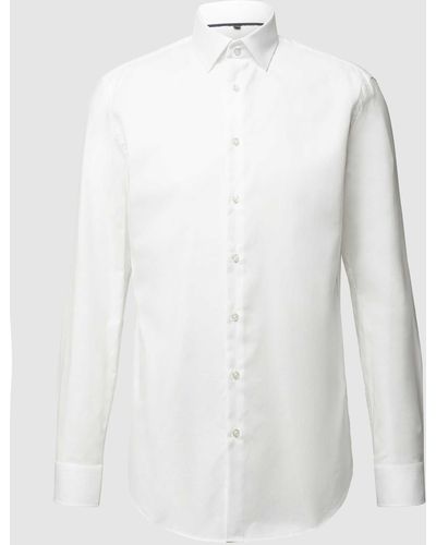 Jake*s Slim Fit Business-Hemd mit Stretch-Anteil - Weiß