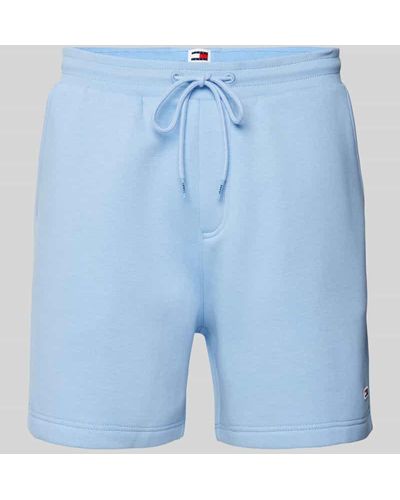 Tommy Hilfiger Regular Fit Sweatshorts mit Logo-Stitching Modell 'BEACH' - Blau