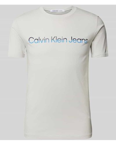 Calvin Klein T-Shirt mit Label-Print Modell 'MIXED INSTITUTIONAL' - Grau