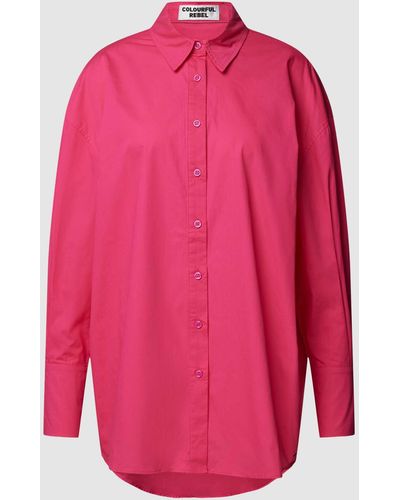 Colourful Rebel Oversized Overhemdblouse Met Labeldetail - Roze