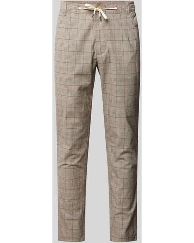 Lindbergh Tapered Fit Stoffhose mit Glencheck-Muster - Natur