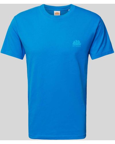 Sundek T-shirt Met Labelprint - Blauw
