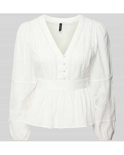 Vero Moda Bluse mit V-Ausschnitt Modell 'JAMILLA' - Weiß