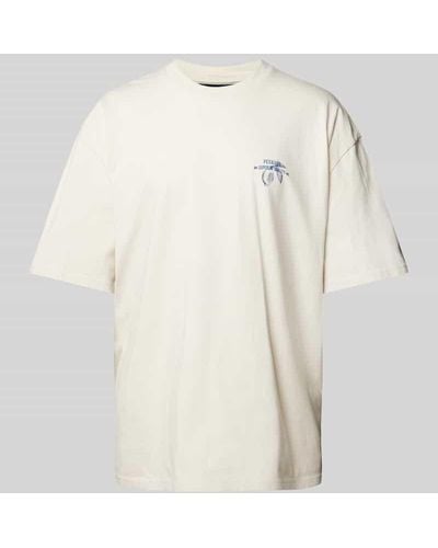 PEGADOR Oversized T-Shirt mit Label-Print Modell 'GORET' - Natur