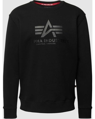 Alpha Industries Sweatshirt Met Labelprint - Zwart