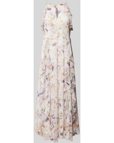 Ted Baker Midi-jurk Met Bloemenmotief En Volants - Naturel