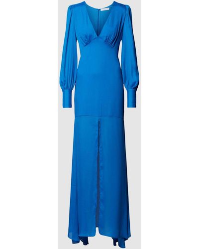 Mango Maxikleid mit Gehschlitz Modell 'XIMENA' - Blau