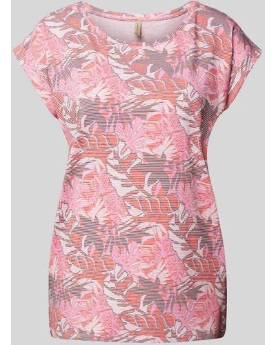 Soya Concept T-shirt Met All-over Bloemenprint - Roze