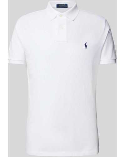 Polo Ralph Lauren Slim Fit Poloshirt mit Label-Stitching - Weiß