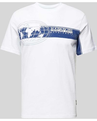 Napapijri T-Shirt mit Label- und Motiv-Print Modell 'MANTA' - Blau