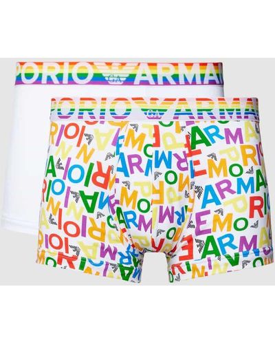 Emporio Armani Trunks mit Allover-Muster im 2er-Pack - Weiß