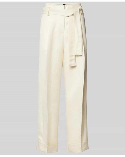 Stefanel Regular Fit Hose mit Bindegürtel - Weiß