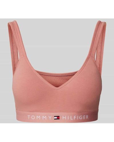 Tommy Hilfiger Bustier in unifarbenem Design mit Label-Detail - Pink