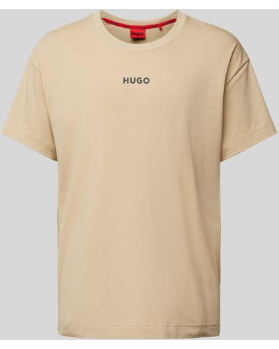 HUGO T-Shirt mit Label-Print - Natur