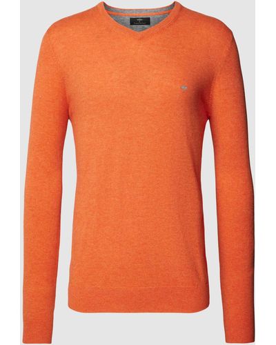 Fynch-Hatton Gebreide Pullover Met Logostitching - Oranje
