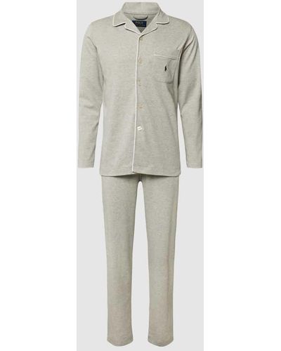 Polo Ralph Lauren Pyjama mit Reverskragen Modell 'INTERLOCK' - Natur