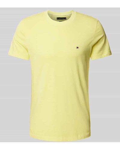 Tommy Hilfiger Slim Fit T-Shirt mit Logo-Stitching Modell 'GARMENT' - Gelb