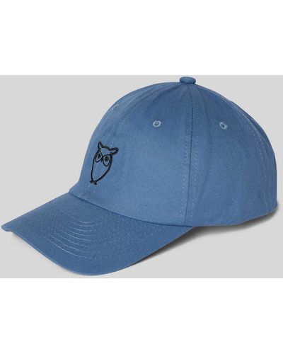 Knowledge Cotton Basecap mit Logo-Stitching - Blau
