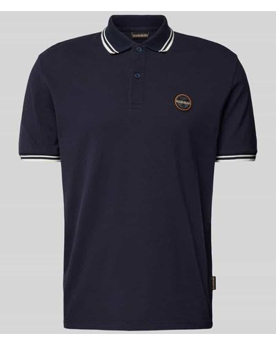 Napapijri Regular Fit Poloshirt mit Label-Badge Modell 'MACAS' - Blau