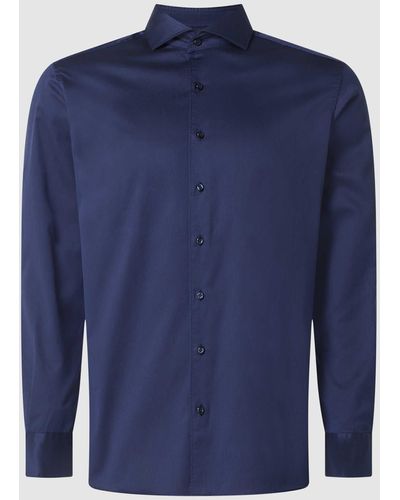 Eterna Zakelijk Regular Fit Overhemd Van Twill - Blauw