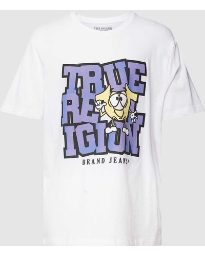 True Religion T-shirt Met Label- En Motiefprint - Wit