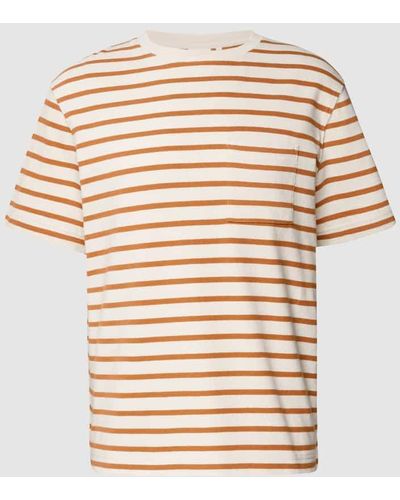 S.oliver T-Shirt mit Streifenmuster und Brusttasche - Natur