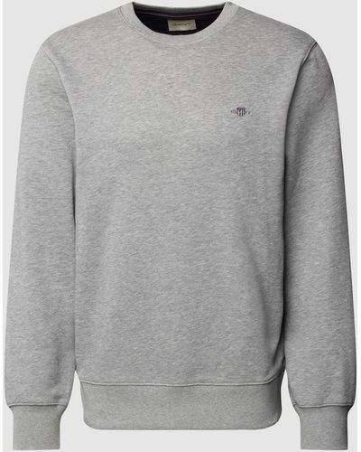 GANT Regular Fit Sweatshirt Met Labelstitching - Grijs