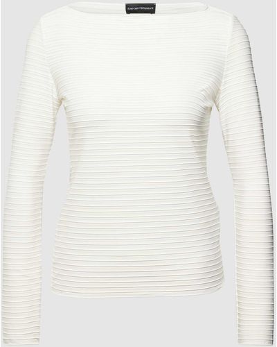 Emporio Armani Shirt Met Lange Mouwen En Structuurmotief - Wit
