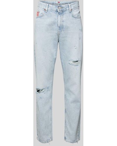Tommy Hilfiger Relaxed Tapered Fit Jeans im Destroyed-Look Modell 'ISAAC' - Blau