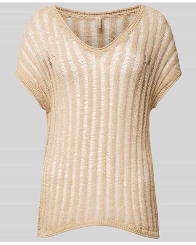 Soya Concept Strickshirt mit V-Ausschnitt Modell 'Eman' - Natur