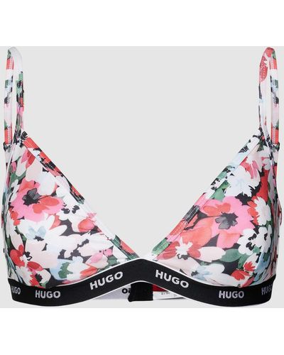 HUGO BH mit floralem Allover-Muster Modell 'Triangle Nostalgic' - Rot
