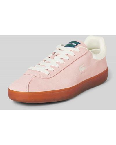 Lacoste Ledersneaker mit Label-Patch und Logo-Print Modell 'BASESHOT' - Pink