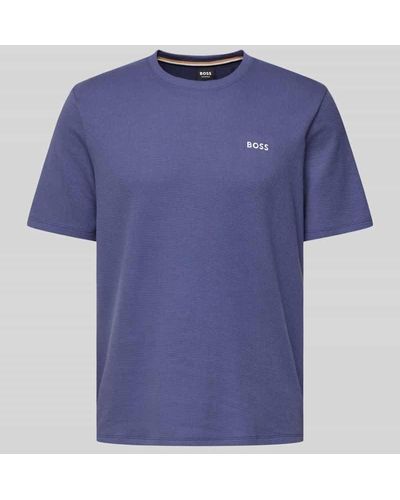 BOSS T-Shirt mit Label-Stitching - Blau