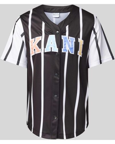 Karlkani T-shirt Met Doorknoopsluiting - Zwart