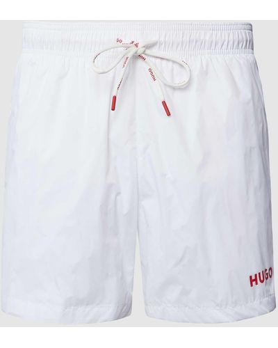 HUGO Badehose mit Label-Details Modell 'HAITI' - Weiß