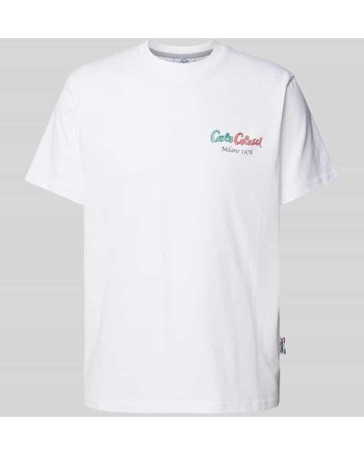 carlo colucci T-Shirt mit Label-Print - Weiß