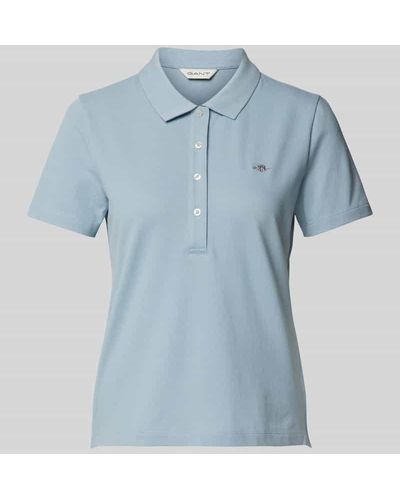 GANT Slim Fit Poloshirt mit Label-Stitching - Blau